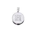 Silver-plated stainless steel round pendant with mother of pearl inlay and letter H - Letter H / 22mm (1 Piece/Pack) / Steel