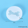 5cm round silicone mold for bone-shaped DIY resin pet tags and jewelry pendants - 50-283-D/Bone / White