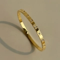 18k gold plated stainless steel geometric bangle featuring crystal accents and evil eye style - Square Block Inlaid / 2# Gold
