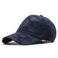 Detailed close-up of dark blue camouflage baseball cap showing fine corduroy stripe texture - One Size(Adjustable) / Deep Blue Camouflage