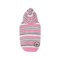 Gestreifter Haustier-Hoodie in Rosa und Weiß mit Bären-Patch und weichem Plüschstrick - S / Rosa