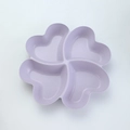 Purple flower-shaped four-compartment plastic fruit plate with heart-shaped sections - Purple-Clover Dish