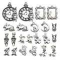 Hasen-Anhänger-Set aus Zinklegierung in Antiksilber für kreative DIY-Schmuckherstellung - Antiksilber Osterhase (SN619) / 22 Stück/Packung (Je 2 von 11 Stilen) / Antiksilber