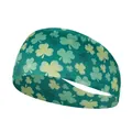 Green St. Patrick's Day shamrock printed yoga headband with high elasticity for sports - FA88-2 Green Shamrock