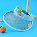 Kids sky blue open top sun hat with cute dinosaur and UV color-changing brim - Color Changing Dinosaur (1024) / Blue