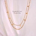 Collana a doppio strato in acciaio inossidabile placcato oro 14K con ciondolo a diamante - Collana a Strati con Nappa a Rombo