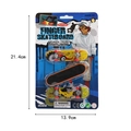 Finger skateboard set featuring yellow, black, and green printed decks with red wheels - 6813 Glowing 3-Pack