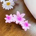 Pink gradient frangipani flower hair claw clip for elegant updo on dark wood background - Rose Pink 11CM