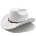 Detail of white suede cowboy hat with turquoise beads and antique bronze metal accents - M (56-58cm) / White (KK-058)