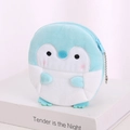 Cute blue plush penguin coin purse with metal chain zipper and soft cartoon design - Blue Penguin