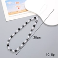 Beaded phone lanyard with black and white smile face beads, 20cm anti-drop wrist strap - Smiley Beaded (K228)