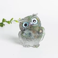 Green and grey natural crystal gravel owl statue resin decoration for desk or car - Cat's Eye