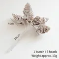 Frosted white decorative pine cone bunch with six 4cm cones for Christmas DIY decor - Artificial Large Pine Cones (6 Heads) / Set of 6 / White Tipped