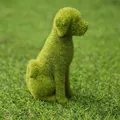 Garden decoration sitting puppy statue with green artificial grass flocking finish - Sitting Dog
