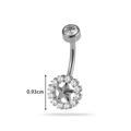Titanium belly ring with cubic zirconia star design and silver curved barbell - Hollow Star (T2521-3#) / Silver