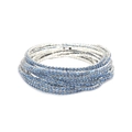 Sparkling silver stretch bracelet with blue rhinestones in a multi-layered wrap design - Silver Multi-layer Deep Blue Rhinestone