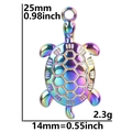 Pendentif tortue en acier inox arc-en-ciel avec dimensions 25x14mm et poids de 2,3g - Pendentif / Coloré