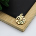 18K gold plated celestial round pendant featuring a snake with zircon star and moon detail - Snake Moon Star Astrology Style