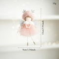 Angelo di Natale in peluche rosa con ali d'argento e gonna in tulle altezza 15 cm - Angelo con Gona Rosa