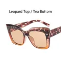 Occhiali da sole squadrati cat-eye con montura leopardata tartarugata e lenti marroni - Tartarugato Sopra Tè Sotto