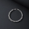 Mens stainless steel silver Byzantine chain bracelet with lobster clasp on leather background - 21cm / Silver/5.0mm Byzantine Chain