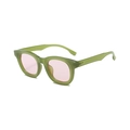 Lunettes de soleil carrées-rondes vert avocat givré avec verres rose clair - Monture Verte Transparente Verre Rose