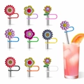 Kleurrijke siliconen rietjesdoppen in bloemvorm voor drinkbekers in een set van 9 - Set van 9 Stijlen