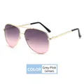 Lunettes de soleil aviateur avec monture en métal doré et verres dégradés gris-rose - Gris Rose