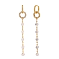 Élégantes boucles d'oreilles en acier plaqué or 18 carats avec pampilles et pierres zircon - Boucles d'Oreilles Longues à Franges en Zircon / Doré
