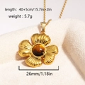 Detalle de collar con colgante de flor, piedra ojo de tigre y especificaciones de tamaño - Flor de Ojo de Tigre (Estilo 2)