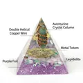 Piramide energetica orgonica con aventurina verde, rame e pietre di kunzite - No.2-Colonna di Avventurina + Kunzite (Amore)