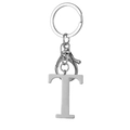 Modern stainless steel letter T keychain with silver lobster clasp for backpacks - Letter T / Steel