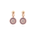 Rose gold S925 sterling silver evil eye stud earrings with blue and white zircons - 925 Silver / Rose Gold Earrings