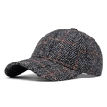 Klassieke grijze tweed baseballpet met vintage oranje en blauwe ruittextuur - Verstelbaar / donkergrijs