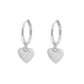 S925 sterling silver hoop earrings with heart charms for women in silver finish - Heart Style (G) / White Gold