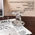 Small Roman column glass candle holder with gold rim and 8cm height for classic decor - Gold Rim Transparent Small