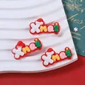 Cartoon Xmas Harz-Anhänger für DIY-Haarspangen und Schuhdeko, Größe 33mm mal 18mm - Glänzende Weihnachts-Wortplatte - Xmas