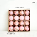 Lot de 16 boules de Noël roses avec motifs pailletés dorés dans une boîte cadeau - 16 Pcs/Set / Rose
