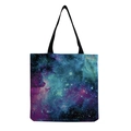 Portable tote bag with starry night nebula print and durable black canvas straps - Purple Blue Nebula Style (hm3597)