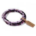 Three-piece set of purple and black natural gemstone elastic bracelets with 4mm beads - FK1782-Violet Black Mixed Gemstone Set