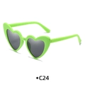 Neon green heart-shaped sunglasses with dark lenses for women, fashion style C24 - Dark Green Frame Gray Lenses