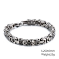 6mm silver Byzantine stainless steel chain bracelet for men with square links, 200mm length - Pure Silver Medium Style (KB106725-Z)