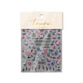 Embossed pink and blue champagne rose nail art stickers with elegant floral script - Blue and Purple Rose - Embossed (to2585)
