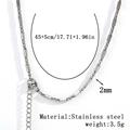 Silver stainless steel snake chain necklace with cylindrical links and lobster clasp - 2.0mm Cylinder Chain-Silver