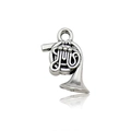 Retro antique silver french horn charm pendant for DIY necklaces and bracelets - 10790-11x18mm French Horn
