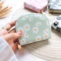 Chic daisy floral coin purse in mint green, pink, and grey with gold zipper - Fresh Green