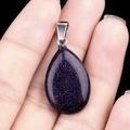 Blue sandstone teardrop pendant with sparkling starry effect and silver bail - Blue Sandstone (Synthetic) (1pc)