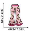Pink flared pants embroidered patch with yellow stars detail and 7cm height scale - Flare Pants (10)