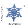 Close-up of blue and white snowflake embroidery patch with size measurements - Blue Christmas Patch 32# (Snowflake)