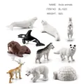 10-piece Arctic animal model set including polar bear and husky in realistic white finish - 10Pcs Arctic Animals Set
